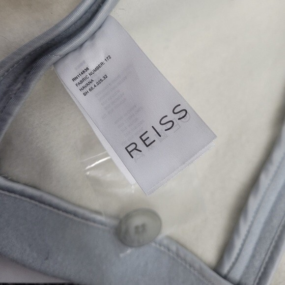 REISS light blue coat wool blend button up peacoat jacket Large - Picture 4 of 10